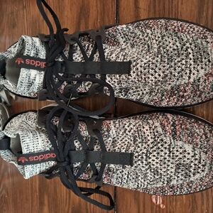 Adidas Black and Gray Sneakers with Knit Upper